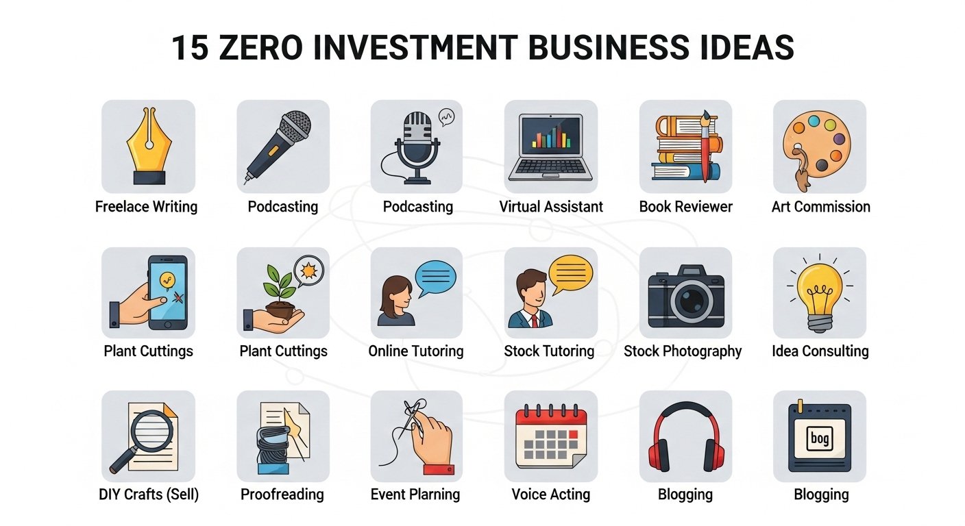 15 Zero Investment Business Ideas: Start With Nothing